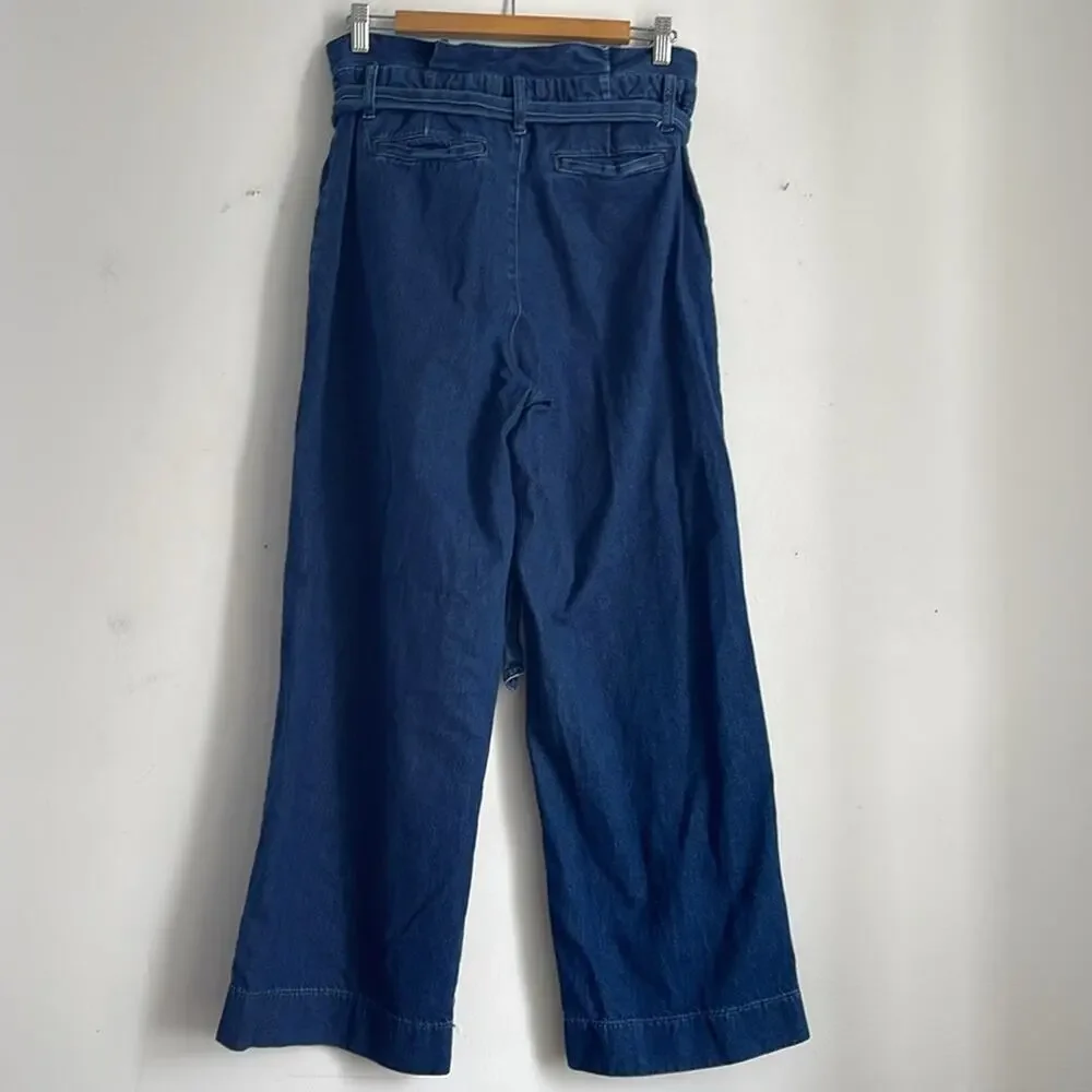 Boden Wide Leg Paperbag belted waisted hi rise Jean trouser pants sz 8 - Picture 7 of 8